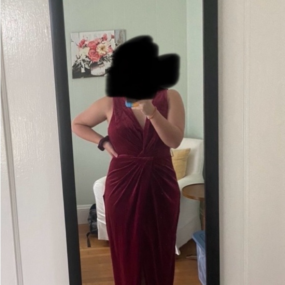 Lulu's Red Ruched Sleeveless Maxi Gown